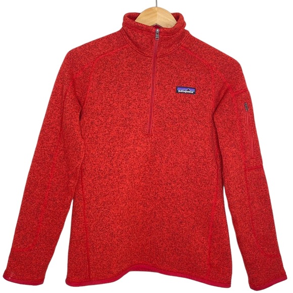 Patagonia Marled Red Orange Better Sweater 1/4 Zip Sweatshirt Jacket Women Small - Picture 2 of 12